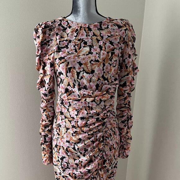 Zara Women’s Midi Floral Ruched Dress - Size M, NWT, Feminine & Flattering - Picture 2 of 16